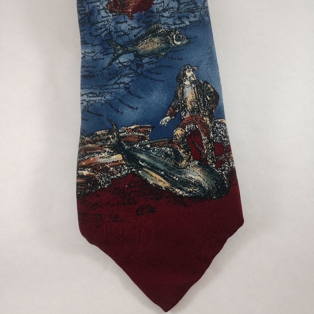 B.D. Baggies X long men's silk tie fish theme